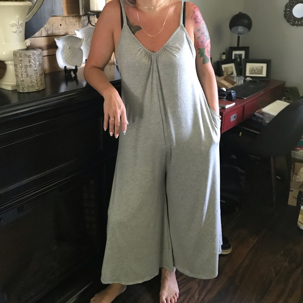 Gathered V Neck Jumpsuit